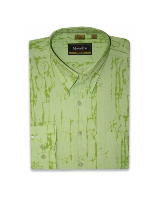 Maestro Рубашка повседневный стиль прилегающий силуэт классический воротник длинный рукав размер 44/S/164-170/39 ворот зеленый