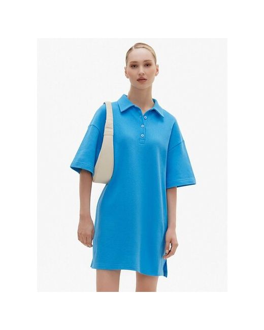 Toptop Платье-поло хлопок повседневное прямой силуэт мини размер XS/S