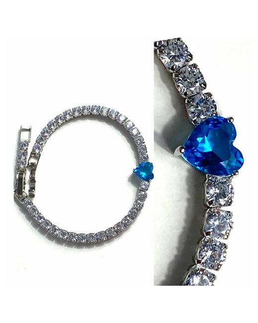 Florento Браслет С прозрачными кристаллами И голубым сердечком