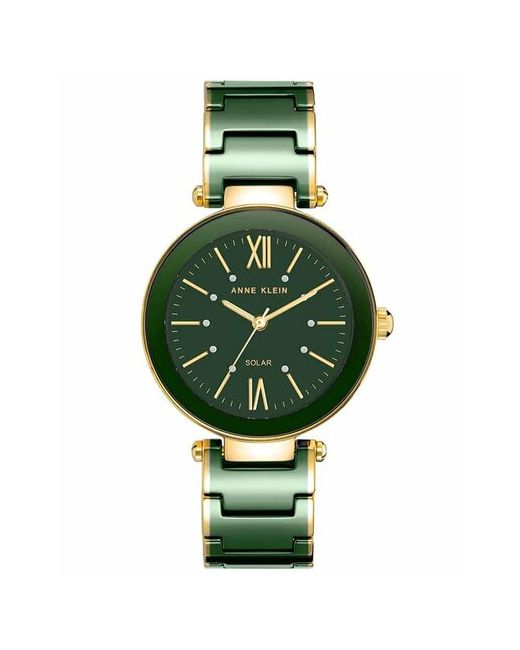 Anne Klein Наручные часы Часы Plastic 3844GNGB с гарантией кварцевые золотой зеленый