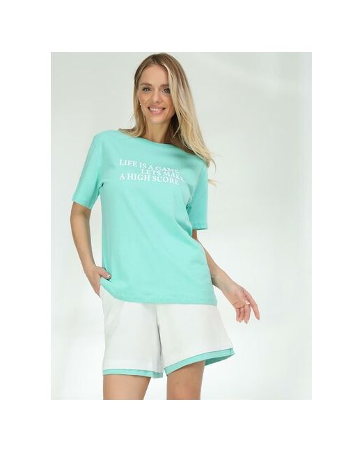 Vitacci Костюм футболка и шорты свободный силуэт размер 46/48 зеленый