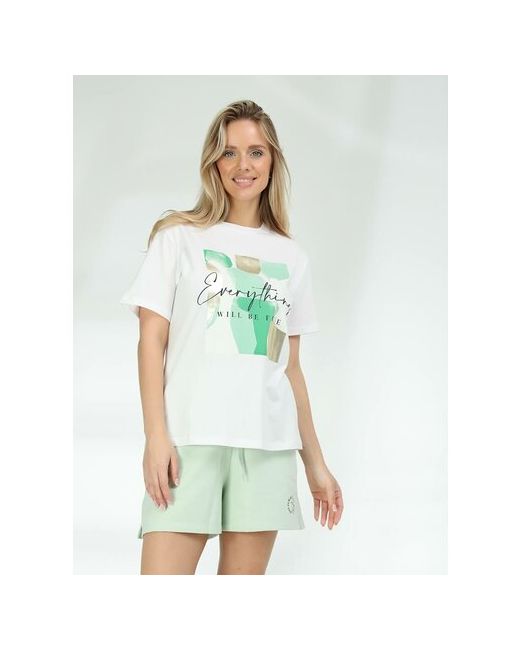 Vitacci Костюм футболка и шорты свободный силуэт размер 42/44 зеленый