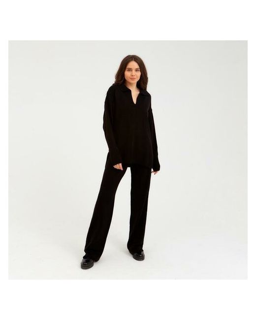 ProMarket Костюм джемпер и брюки повседневный стиль свободный силуэт вязаная размер 40-42 черный