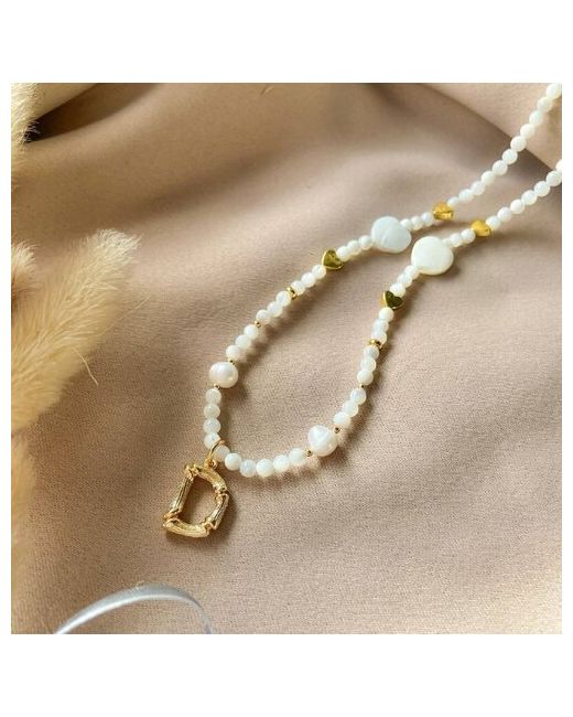 Soti Чокер на шею с перламутром жемчугом и подвеской буквой Д ожерелье из натуральных камней имени позолота
