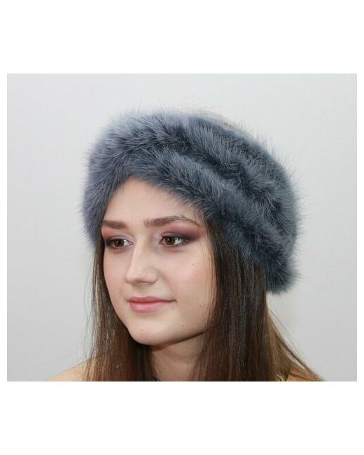 Мария Повязка шлем демисезон/зима с помпоном размер 55 синий
