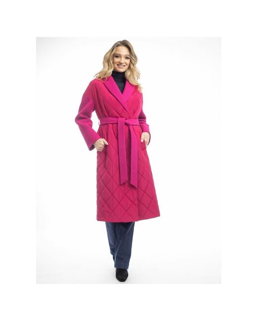 Modetta-style Пальто демисезонное силуэт полуприлегающий удлиненное размер 50 розовый