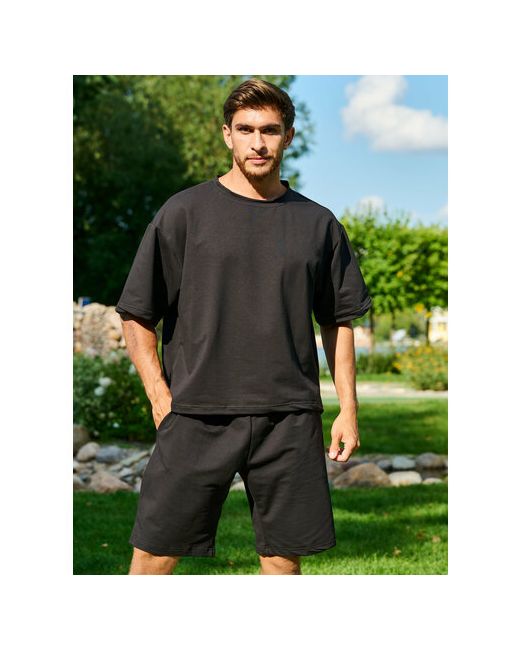 Ihomelux Костюм футболка и шорты силуэт свободный карманы размер 60/62
