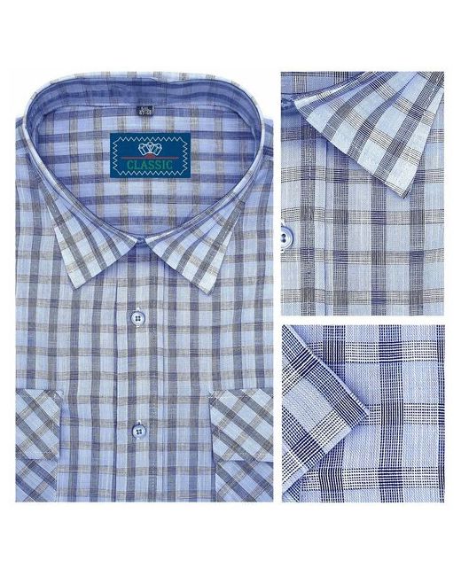 Wesstiger Рубашка повседневный стиль прямой силуэт короткий рукав размер 9XL синий