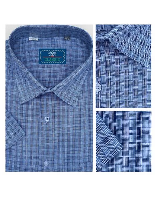 Westtiger Рубашка повседневный стиль прямой силуэт короткий рукав размер 9XL синий