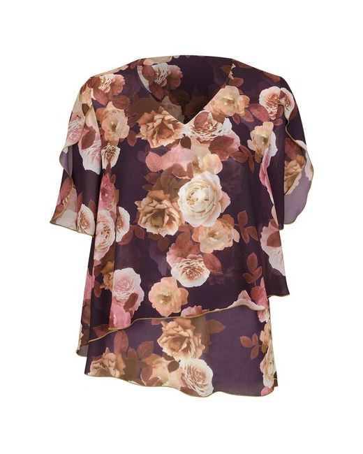 Mila Bezgerts Блуза нарядный стиль трапеция силуэт короткий рукав флористический принт размер 106