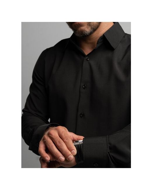 CaValerii Рубашка деловой стиль полуприлегающий силуэт классический воротник длинный рукав без карманов манжеты воздухопроницаемая однотонная размер L 50
