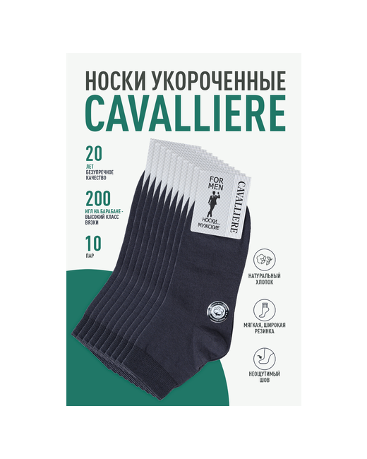 RuSocks Комплект из 10 пар мужских укороченных носков CAVALLIERE темно размер 25