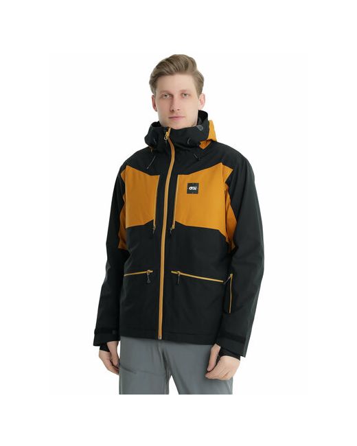 Picture Organic Куртка для сноубординга средней длины силуэт прямой мембранная водонепроницаемая воздухопроницаемая герметичные швы снегозащитная юбка внутренние карманы карман ски-пасса регулируемый капюшон размер L черный