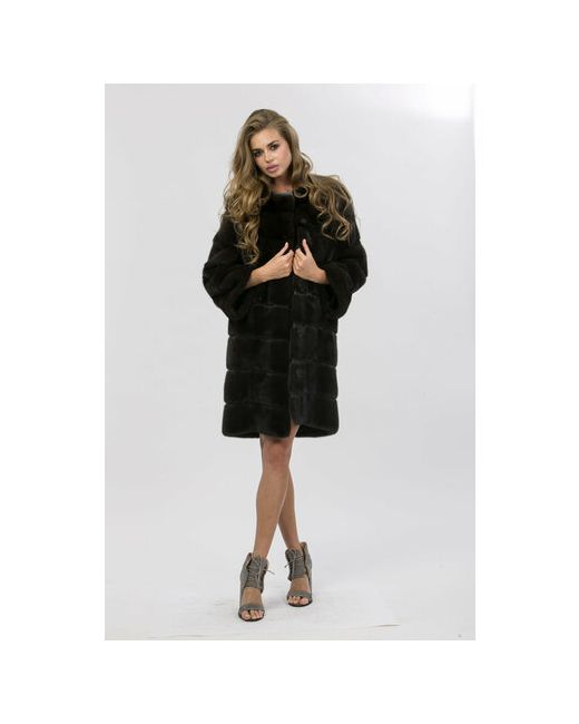 Florence Mode Пальто норка средней длины силуэт прямой карманы пояс/ремень размер 44Италия