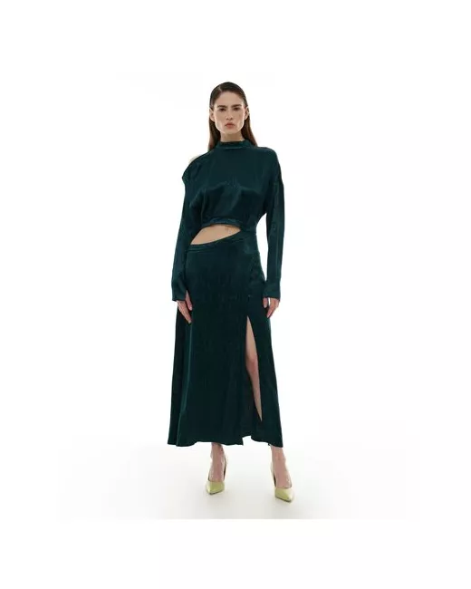 Sorelle Платье вискоза вечернее прямой силуэт макси размер XS зеленый