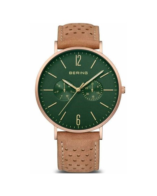 Bering Наручные часы Classic 14240-668 зеленый бежевый