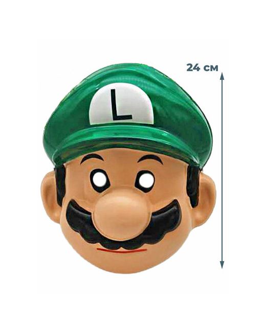 StarFriend Карнавальная маска Луиджи Марио Mario пластик на резинке 24 см