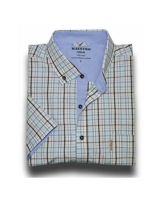 Maestro Рубашка повседневный стиль прямой силуэт воротник баттен-даун короткий рукав размер 50-52/L