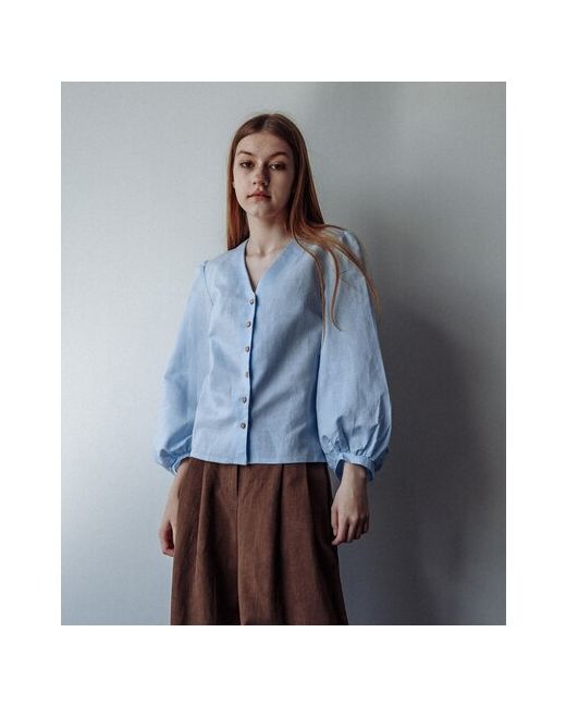 Kinfolk Clothes Блуза классический стиль полуприлегающий силуэт укороченный рукав однотонная размер L 48-50