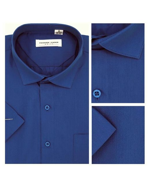 Fashion Leader Рубашка повседневный стиль прямой силуэт короткий рукав размер XL голубой