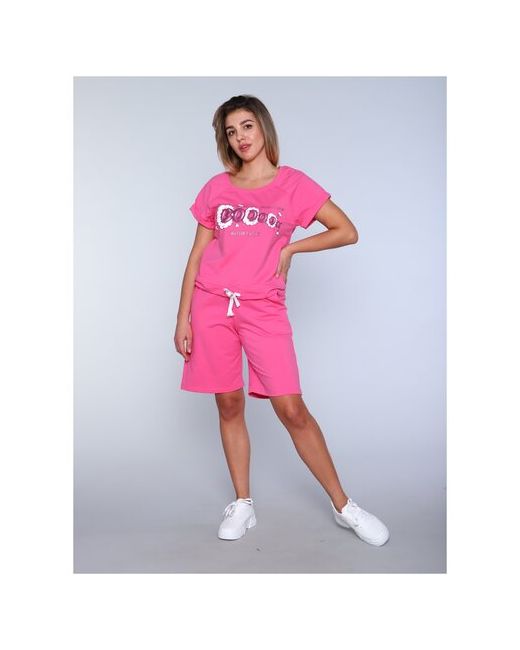 Ninel футболка и шорты спортивный стиль размер 46 розовый фуксия