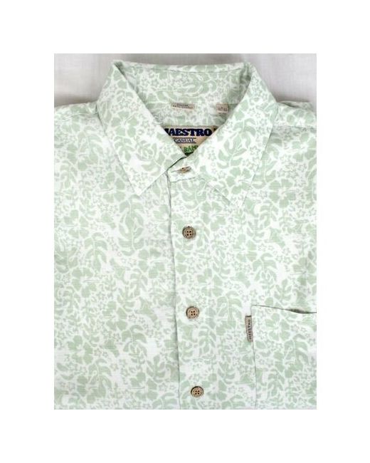 Maestro Рубашка повседневный стиль прямой силуэт классический воротник короткий рукав размер 50-52/L зеленый