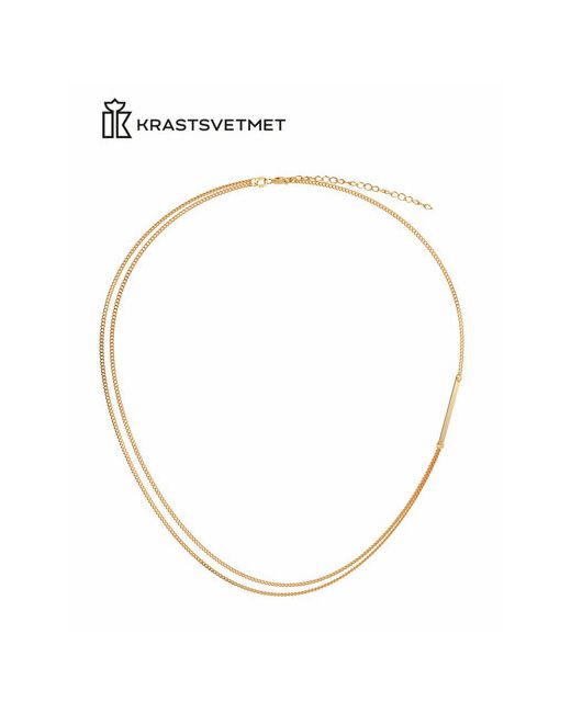 Krastsvetmet Дизайнерское золотое колье Двойная Гурмета с зеркальной пластиной Подарок женщине девушке 38 см
