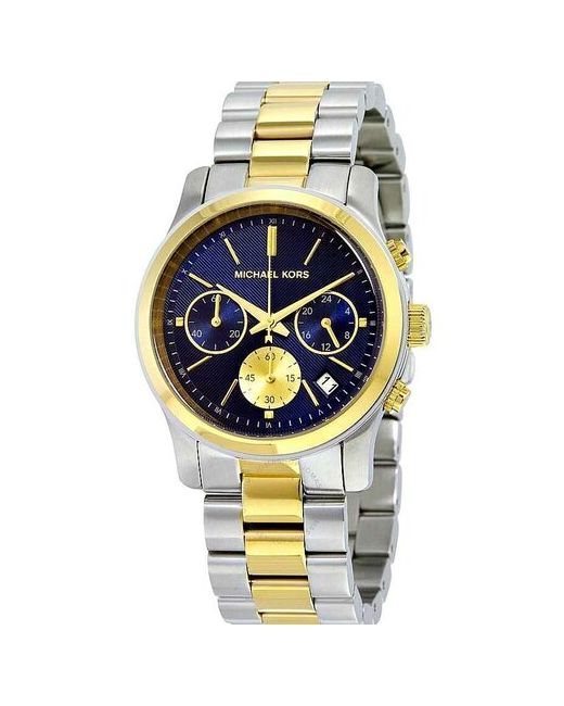 Michael Kors Наручные часы Часы с синим циферблатом Runway Золотистые серебряный золотой