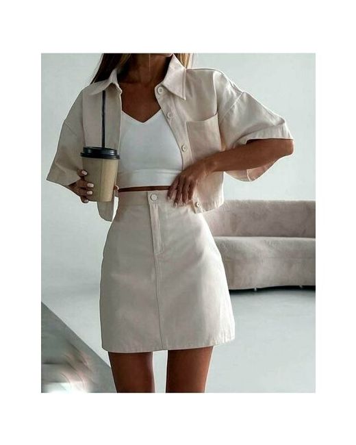 Китай Костюм рубашка и юбка повседневный стиль полуприлегающий силуэт подкладка пояс/ремень размер 46