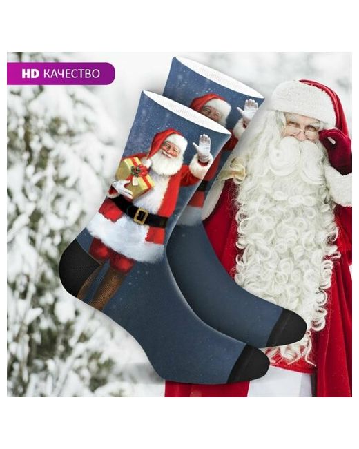 mimisocks Новогодние носки с принтом Дед Мороз Новый Год Happy New Year