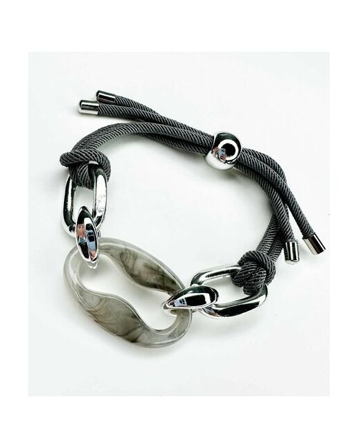 AcFox Бижутерия Браслет на руку шнурок браслет шнурке со вставкой звено цепи серый с серебристым