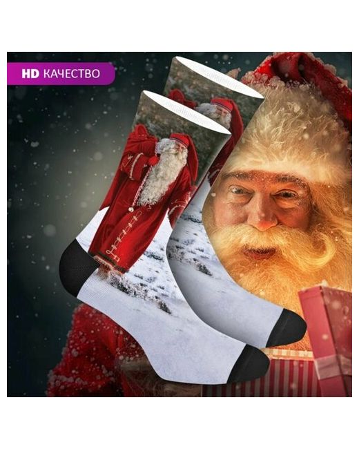 mimisocks Новогодние носки с принтом Дед Мороз Новый Год Happy New Year