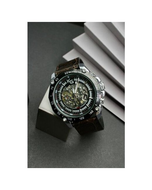 Katy Geht Наручные часы Часы наручные скелетоны с кожаным ремешком ручной работы в подарочной упаковке от серебряный коричневый