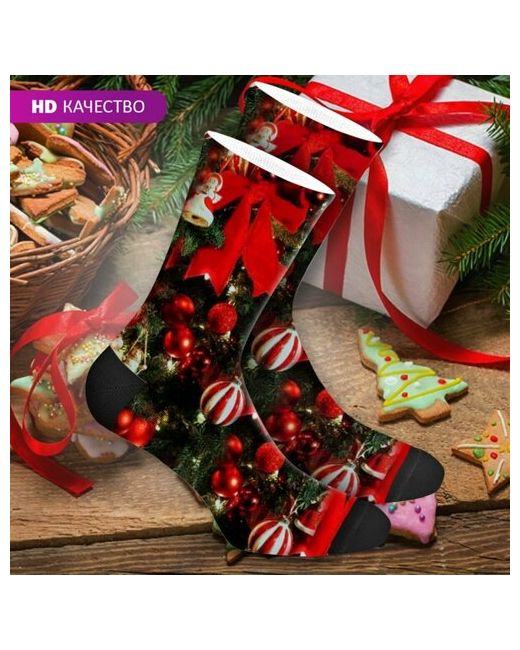 mimisocks Новогодние носки с принтом Новый год Happy New Year Рождество Merry Christmas