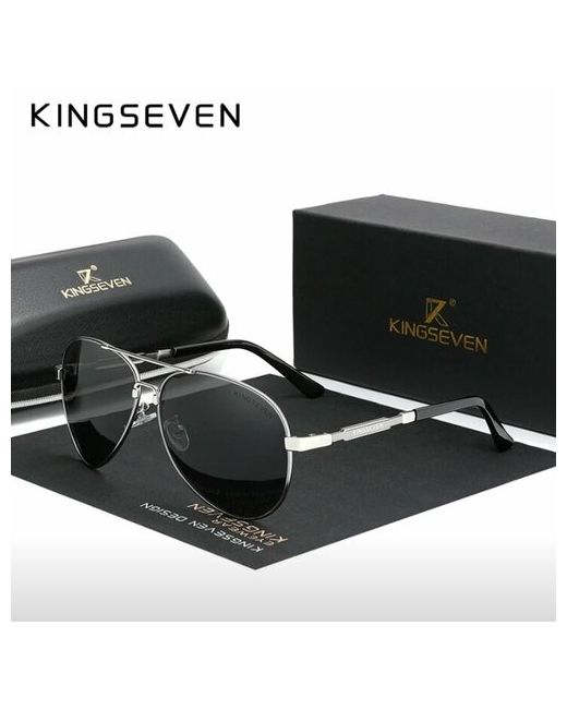 Kingseven Солнцезащитные очки 7899GUN авиаторы складные зеркальные с защитой от УФ серебряный