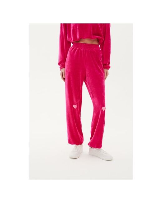 Charmstore Брюки джоггеры прямой силуэт спортивный стиль карманы пояс на резинке размер XS розовый