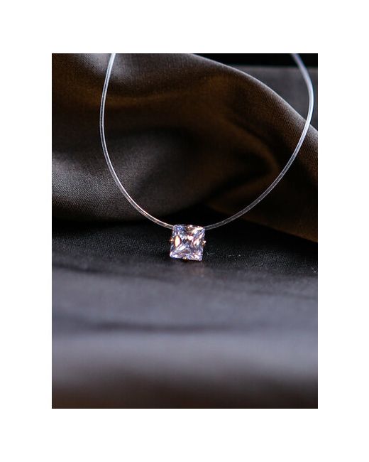 Reniva Чокер-невидимка колье ожерелье на прозрачной леске с подвеской квадратный кристалл маленький 5 мм