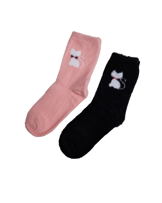 Минивs носки высокие утепленные размер 37-41 черный розовый