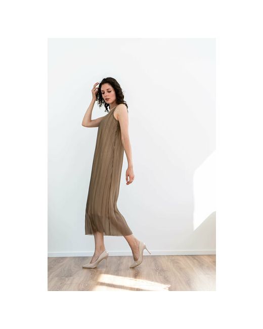 To Woman Store Платье-комбинация свободный силуэт макси открытая спина подкладка размер S золотой горчичный