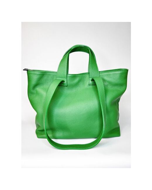 Vera Pelle Сумка шоппер повседневная внутренний карман зеленый