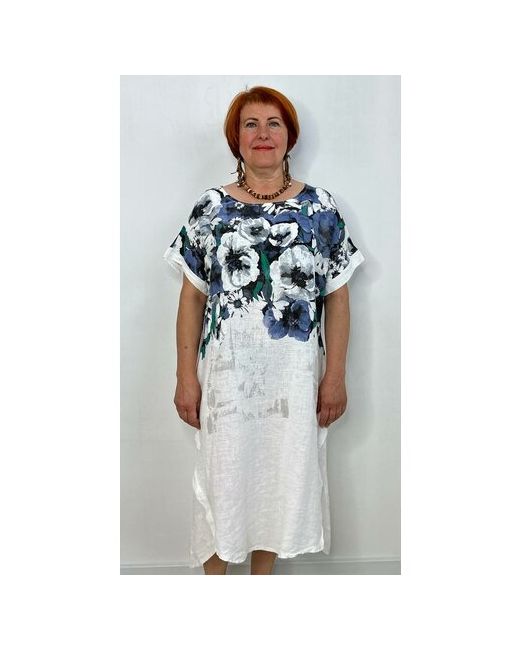 Made in Ital Платье-тюльпан лен повседневное свободный силуэт миди размер 50-54