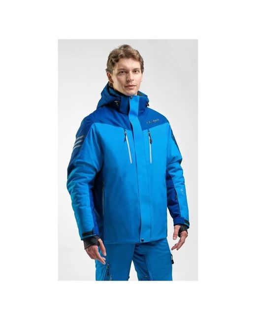 Stayer Куртка CHEGET средней длины силуэт прямой карманы съемный капюшон регулируемые манжеты светоотражающие элементы водонепроницаемая карман для ски-пасса мембранная снегозащитная юбка воздухопроницаемая вентиляция регулируемый размер 56 синий