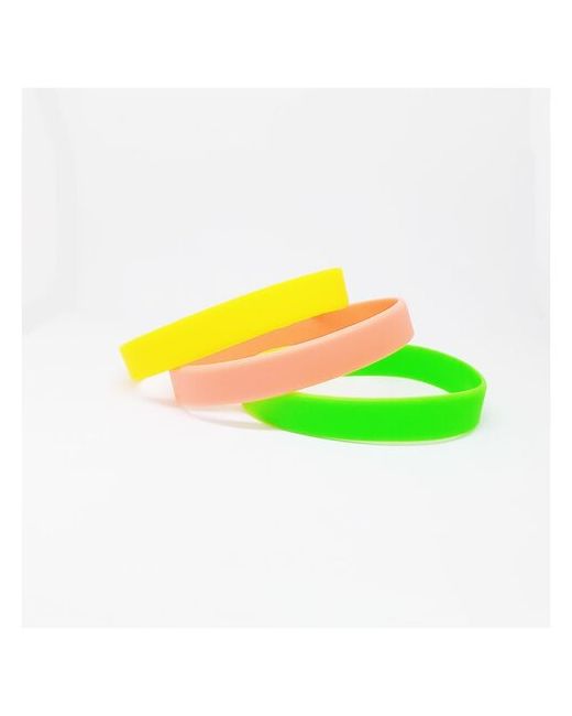 MSKBraslet Сет из 3-х силиконовых браслетов без логотипа. зеленый 802 желтый кислотно-розовый. Размер .