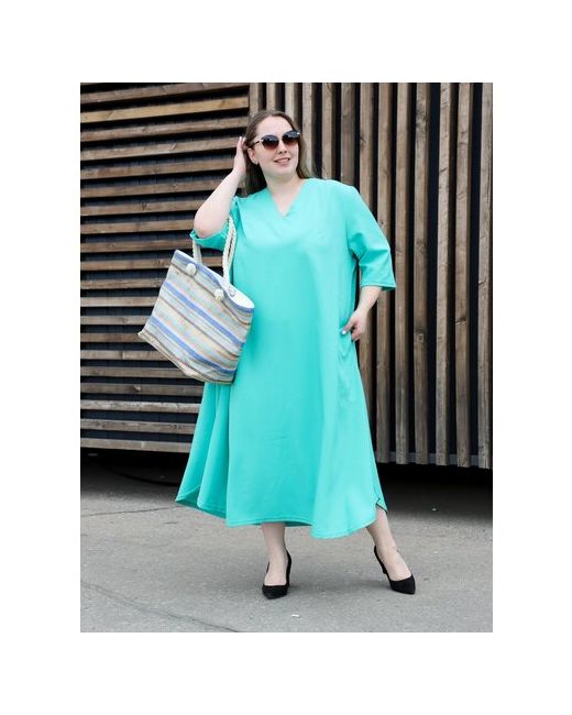 Zoya Платье оверсайз макси карманы размер зеленый бирюзовый