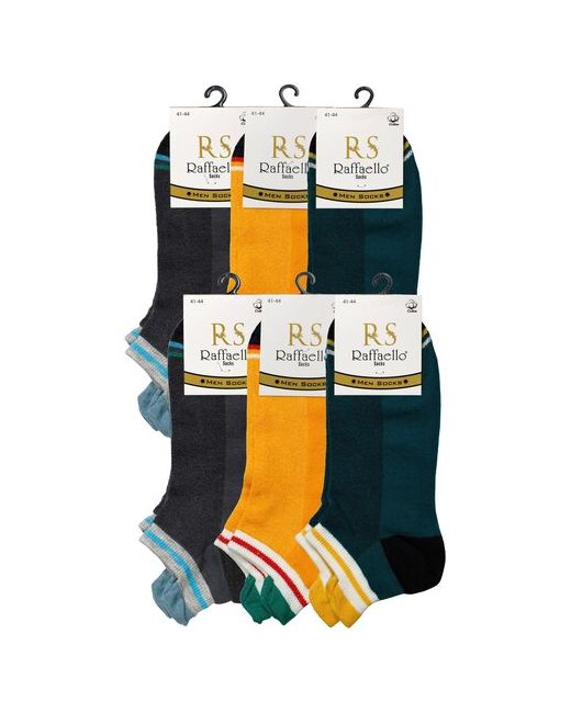 Raffaello Socks носки 6 пар укороченные воздухопроницаемые размер 41-44 желтый зеленый