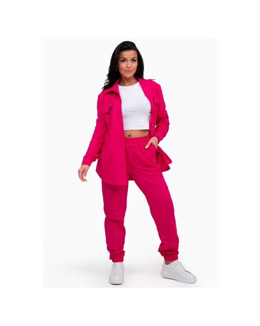 Modellini Костюм рубашка и брюки спортивный стиль свободный силуэт манжеты размер 52 розовый