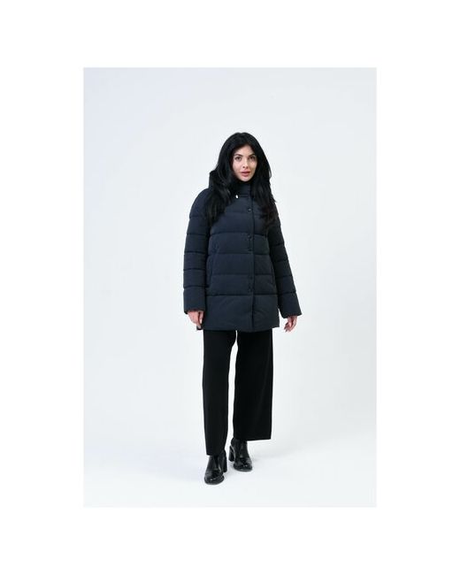 Maritta Куртка зимняя средней длины силуэт прямой ветрозащитная внутренний карман несъемный капюшон утепленная размер 36 46RU