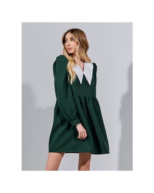 Ramaduelle Платье в классическом стиле свободный силуэт мини размер L-XL зеленый