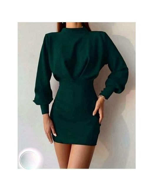 Китай Платье-лапша повседневное трапециевидный силуэт до колена размер 42 зеленый