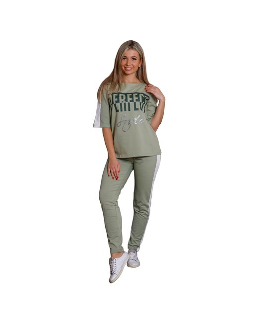 Nsd-Style футболка и брюки спортивный стиль свободный силуэт карманы размер 52 зеленый